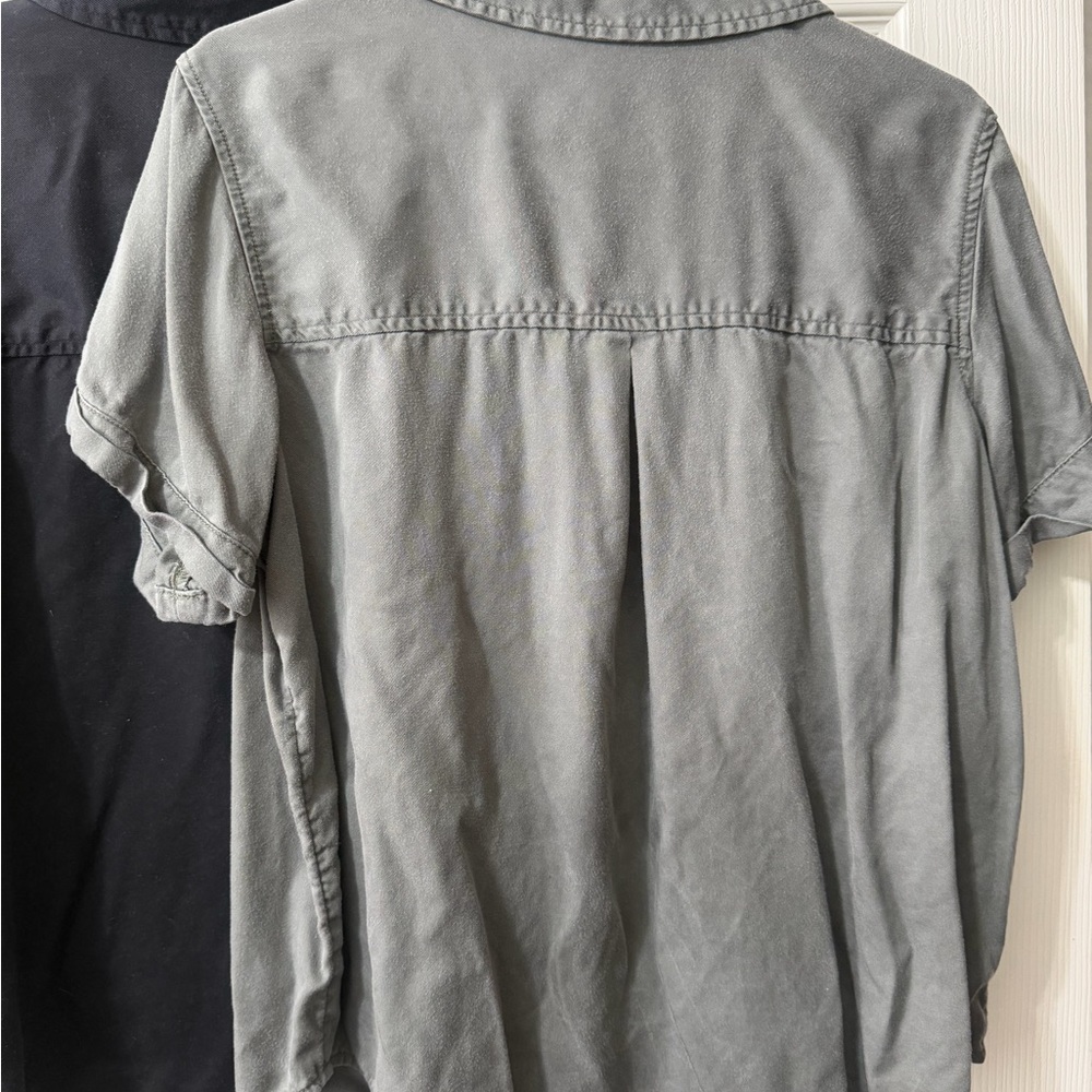 Tencel Camp Short Sleeve Button-Up Shirts - Black/Olive (2 shirts) - Picture 7 of 7